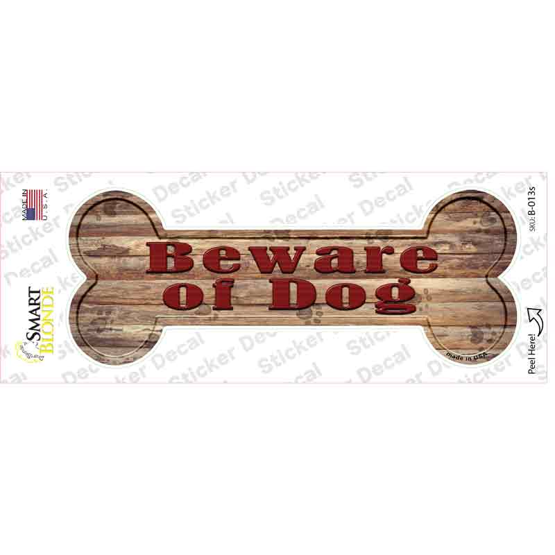 Beware of Dog Novelty Bone Sticker Decal Small