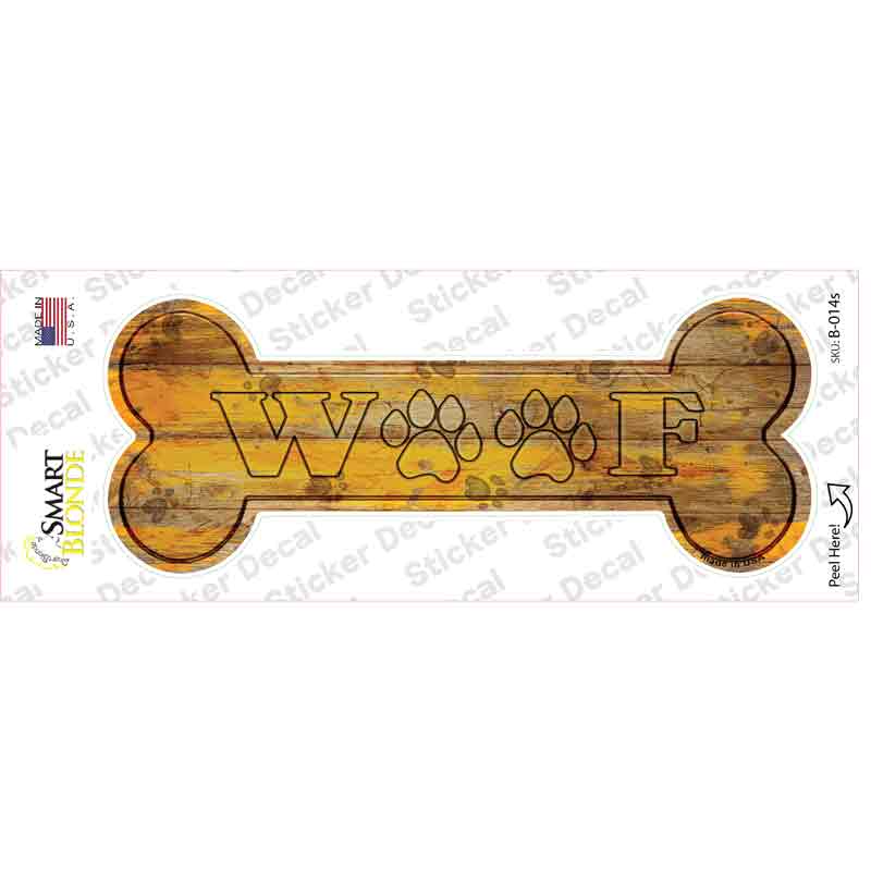 Woof Novelty Bone Sticker Decal Small