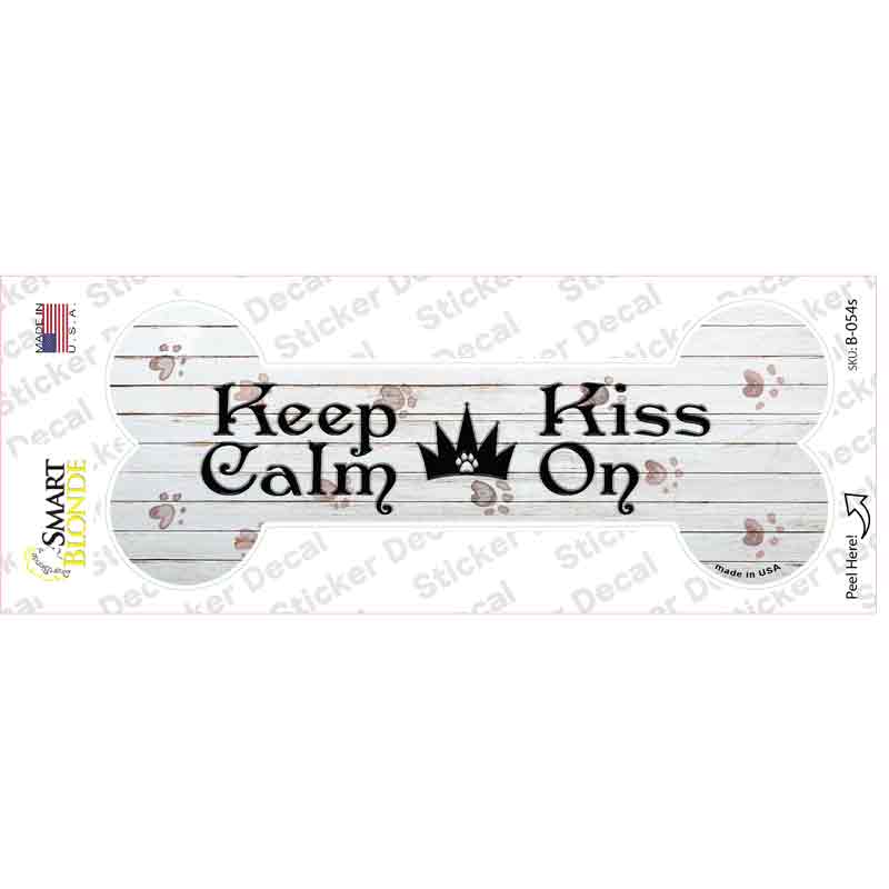 Keep Calm Kiss On Novelty Bone Sticker Decal Small