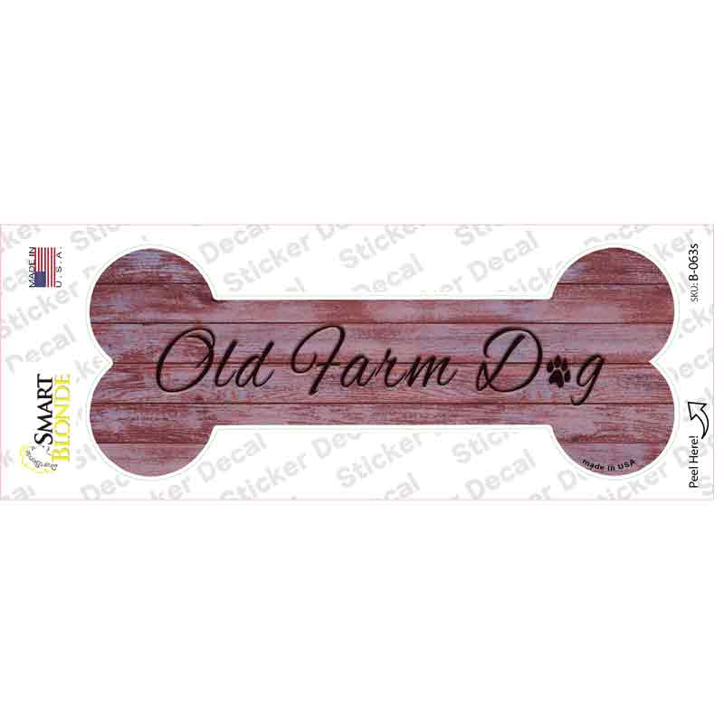 Old Farm Dog Novelty Bone Sticker Decal Small