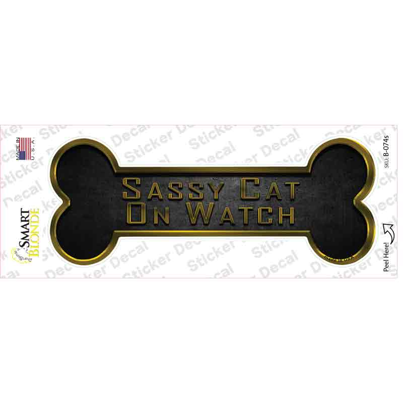Sassy Cat on Watch Novelty Bone Sticker Decal Small