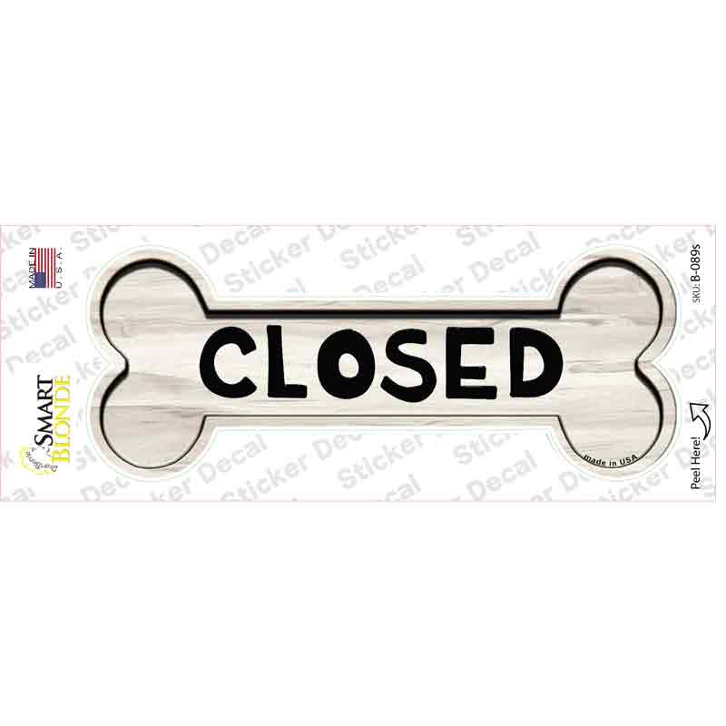 Closed Novelty Bone Sticker Decal Small