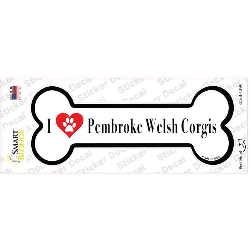 I Love Corgis Novelty Bone Sticker Decal Small
