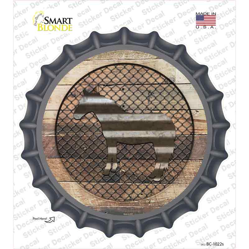 Horse on Wood Novelty Bottle Cap Sticker Decal