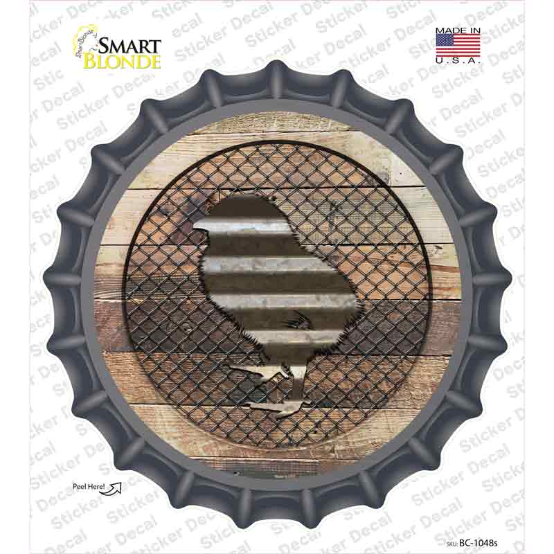 Chick on Wood Novelty Bottle Cap Sticker Decal