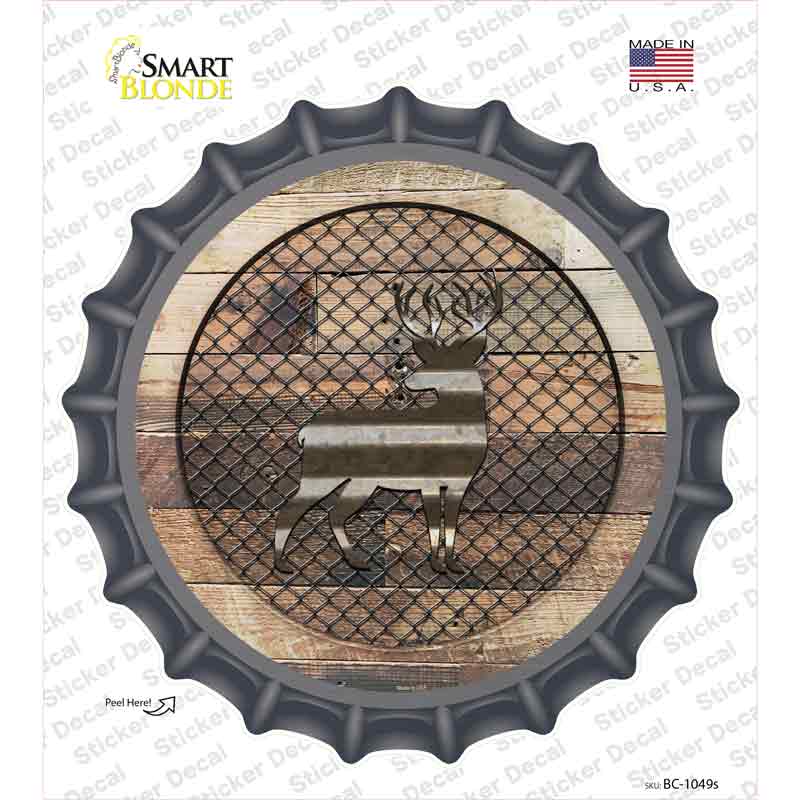 Deer on Wood Novelty Bottle Cap Sticker Decal
