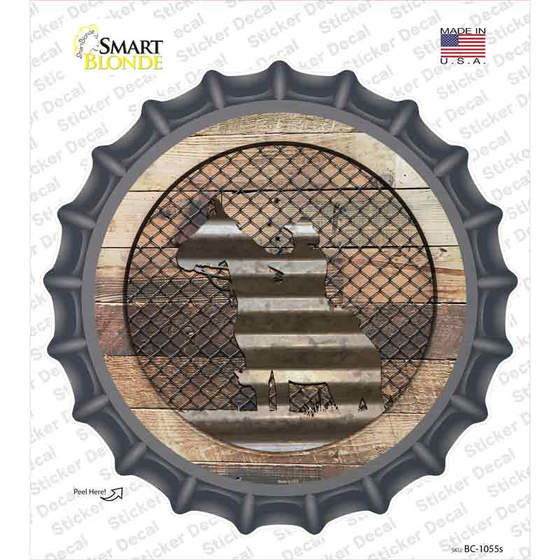 Cowboy on Wood Novelty Bottle Cap Sticker Decal