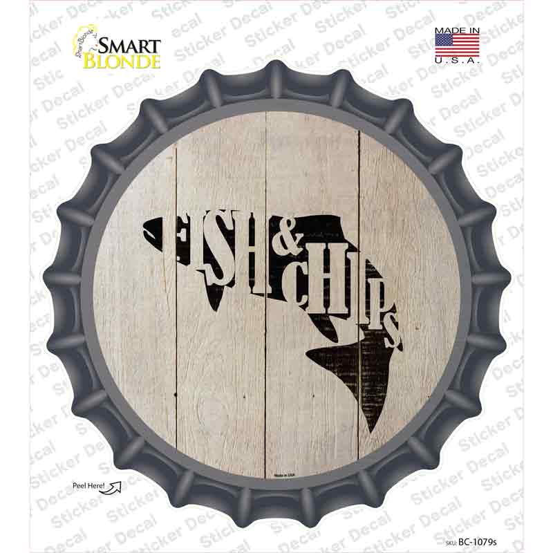 Fishes Make Fish and Chips Novelty Bottle Cap Sticker Decal