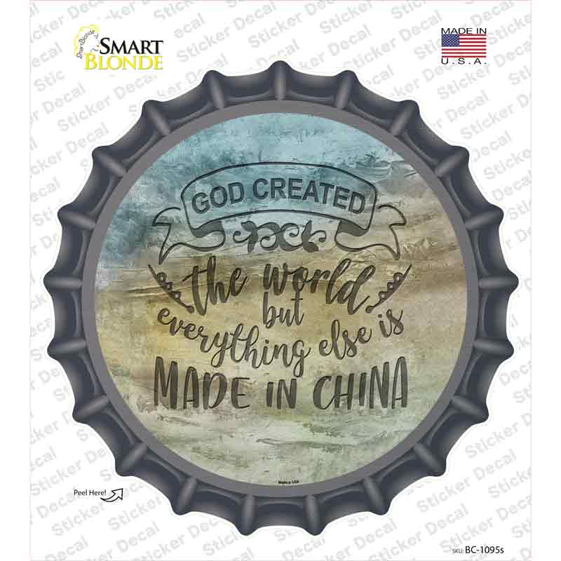 God Created the World Novelty Bottle Cap Sticker Decal