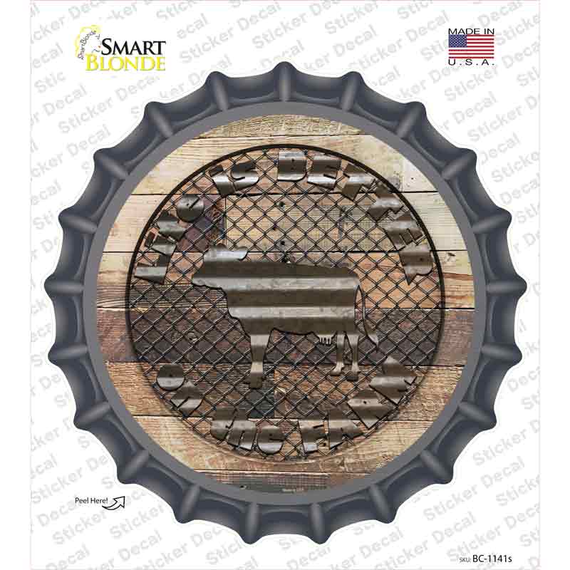 Better On The Farm Cow Novelty Bottle Cap Sticker Decal