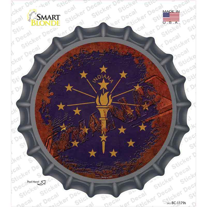 Indiana Rusty Stamped Novelty Bottle Cap Sticker Decal