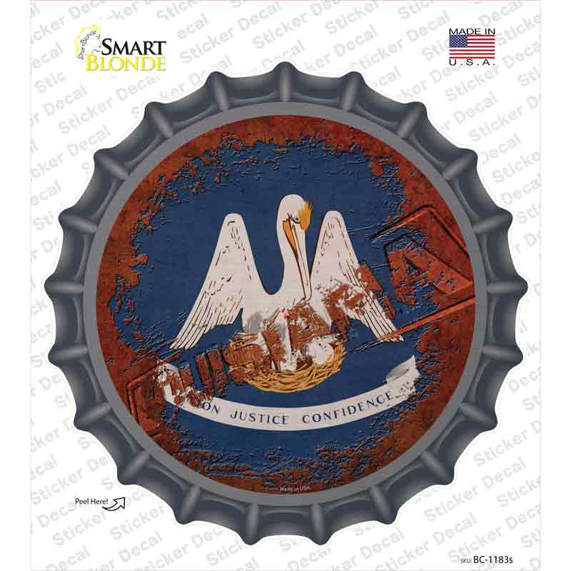 Louisiana Rusty Stamped Novelty Bottle Cap Sticker Decal