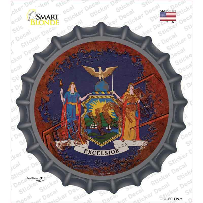 New York Rusty Stamped Novelty Bottle Cap Sticker Decal