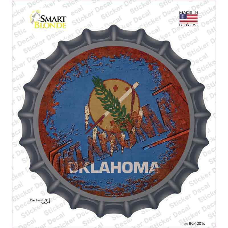 Oklahoma Rusty Stamped Novelty Bottle Cap Sticker Decal