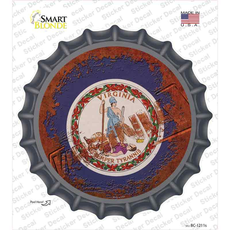 Virginia Rusty Stamped Novelty Bottle Cap Sticker Decal