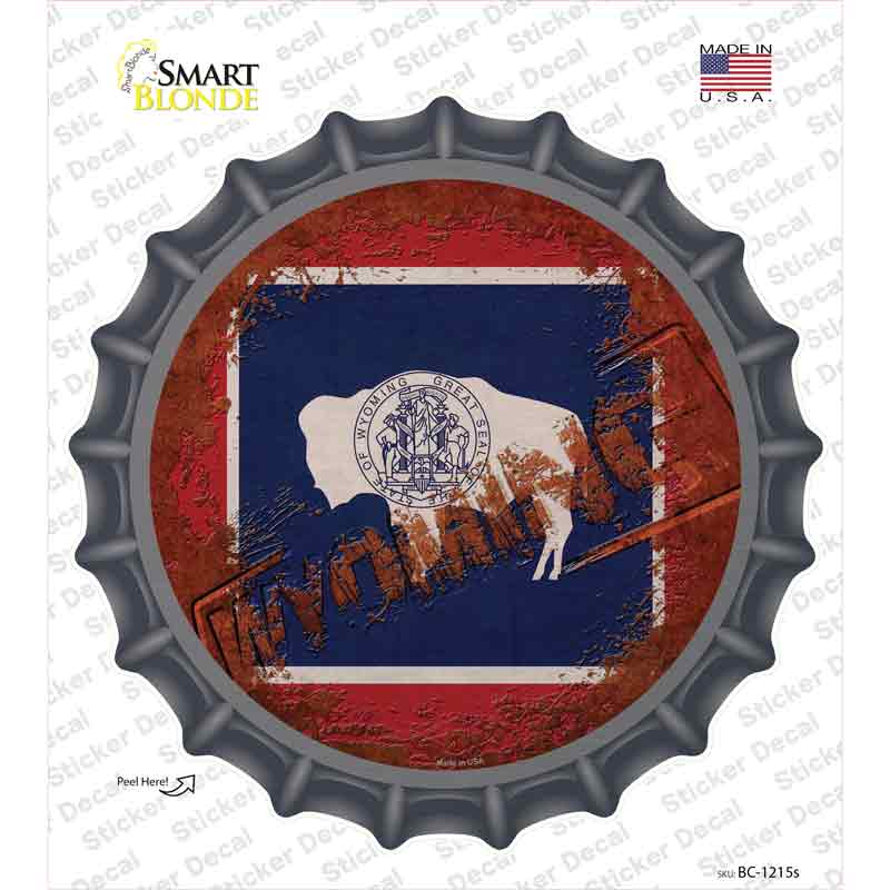 Wyoming Rusty Stamped Novelty Bottle Cap Sticker Decal