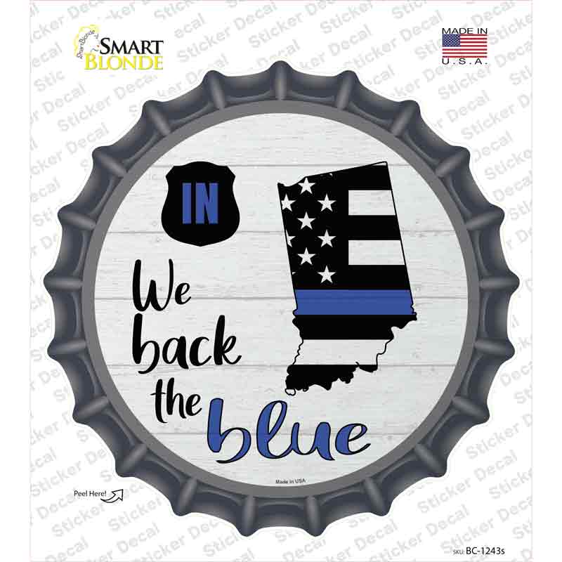 Indiana Back The Blue Novelty Bottle Cap Sticker Decal