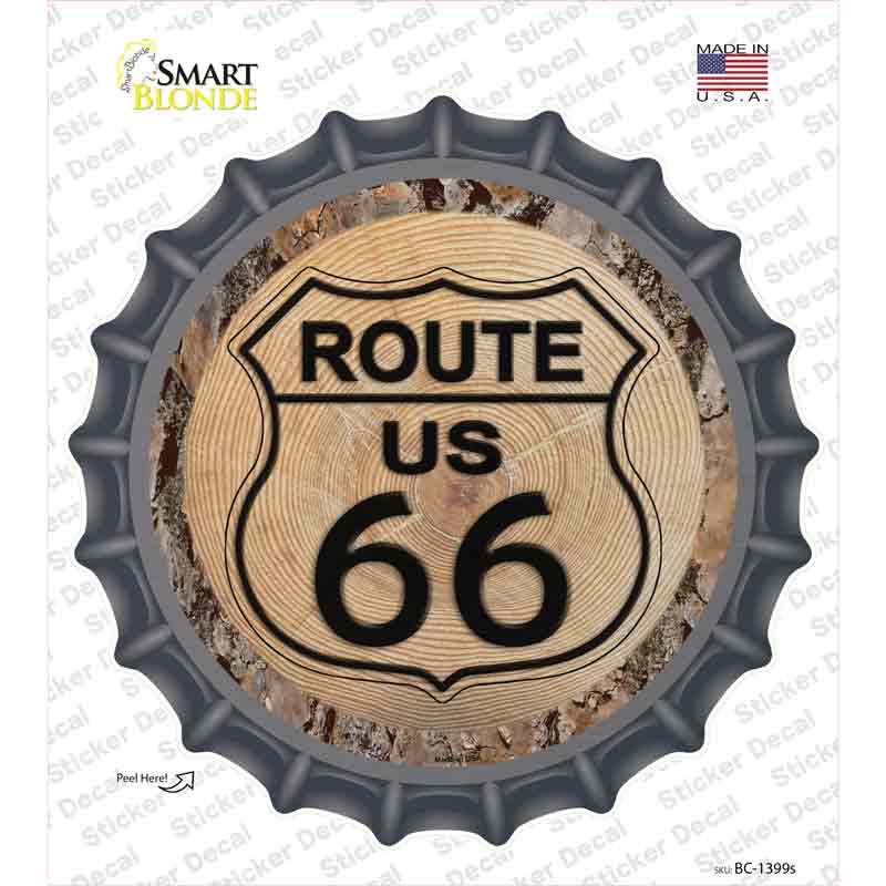 US Route 66 Wood Novelty Bottle Cap Sticker Decal