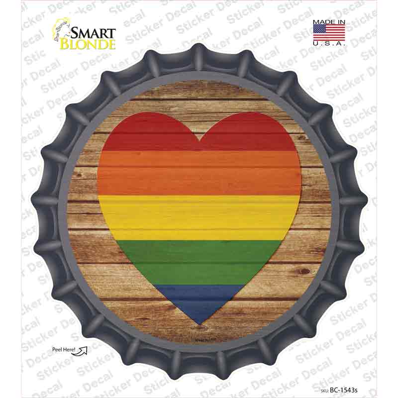 Heart Rainbow Novelty Bottle Cap Sticker Decal
