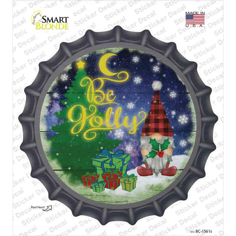 Be Jolly Gnome Novelty Bottle Cap Sticker Decal