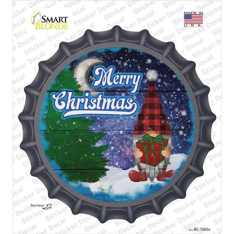 Merry Christmas Gnome Novelty Bottle Cap Sticker Decal