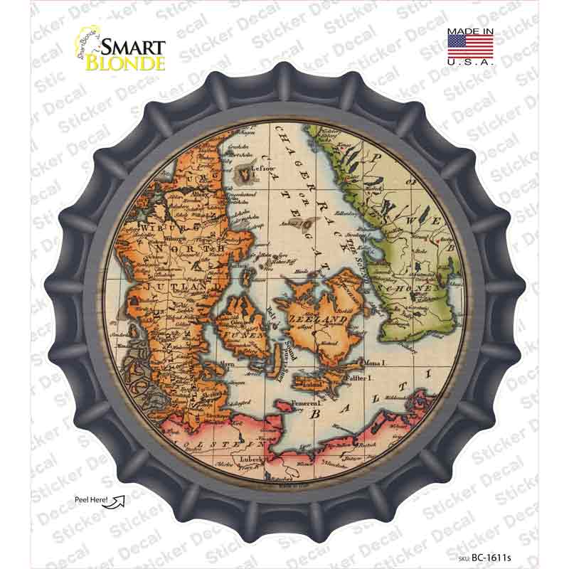 Denmark Map Novelty Bottle Cap Sticker Decal