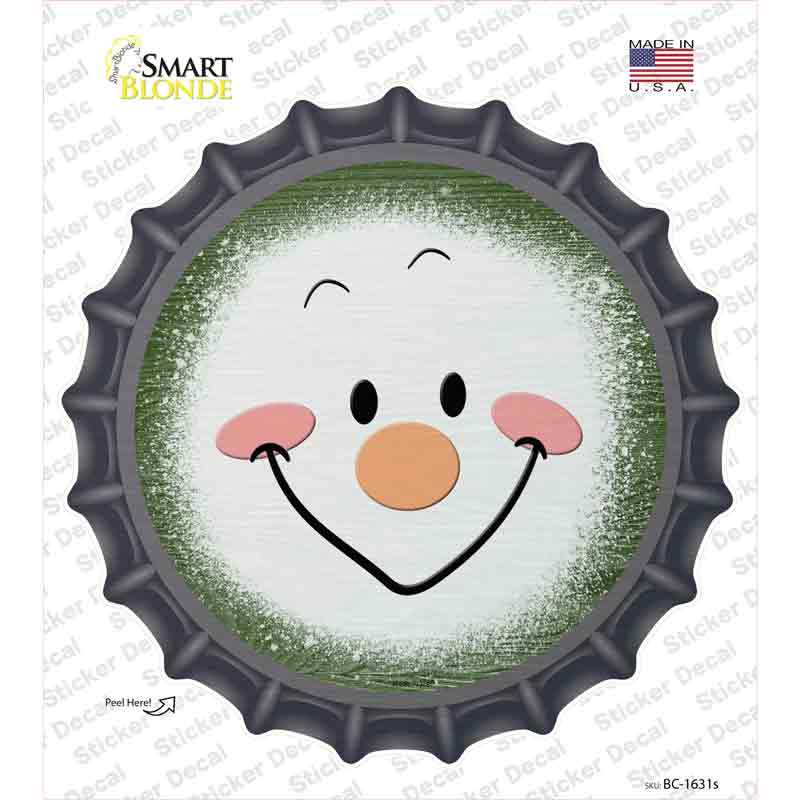 Dark Green Snowman Face Novelty Bottle Cap Sticker Decal