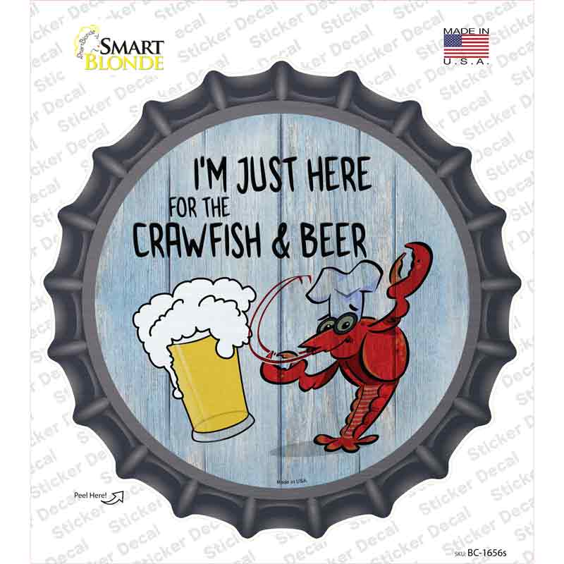 Crawfish and Beer Novelty Bottle Cap Sticker Decal