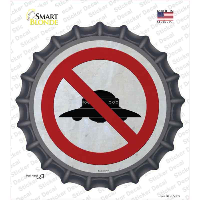 No UFOs Novelty Bottle Cap Sticker Decal