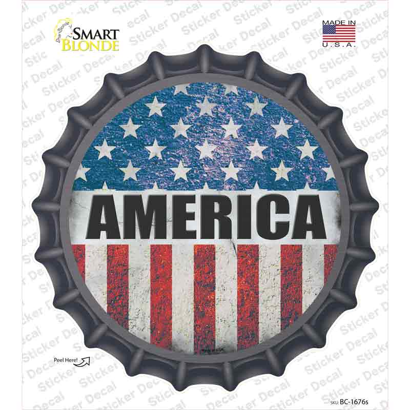 America Flag Background Novelty Bottle Cap Sticker Decal