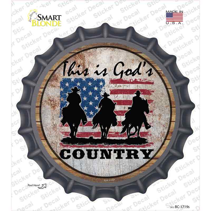 Gods Country Three Horsemen Novelty Bottle Cap Sticker Decal