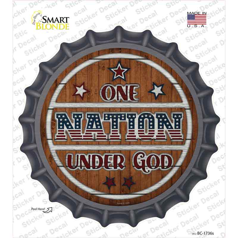 One Nation Wood Novelty Bottle Cap Sticker Decal
