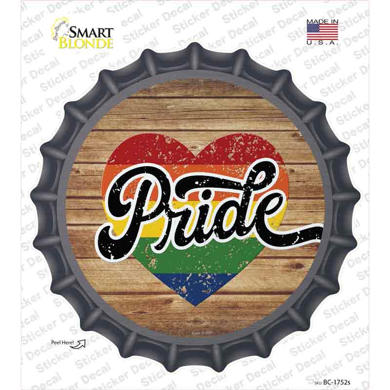 Pride Heart On Wood Novelty Bottle Cap Sticker Decal