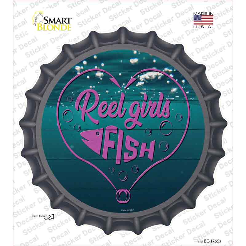 Reel Girls Fish Heart Novelty Bottle Cap Sticker Decal