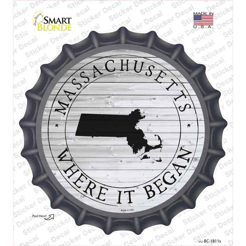 Massachusetts Where is Began Novelty Bottle Cap Sticker Decal