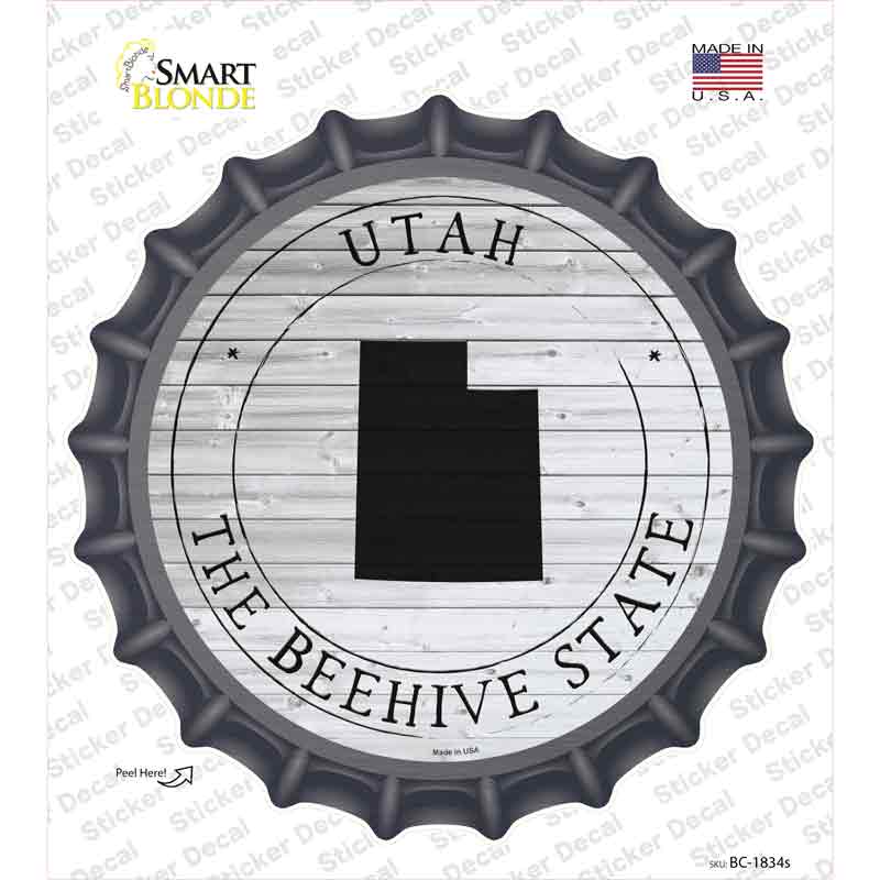 Utah Beehive State Novelty Bottle Cap Sticker Decal
