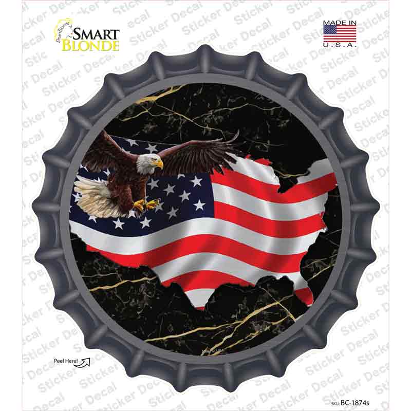 USA Flag Outline Novelty Bottle Cap Sticker Decal