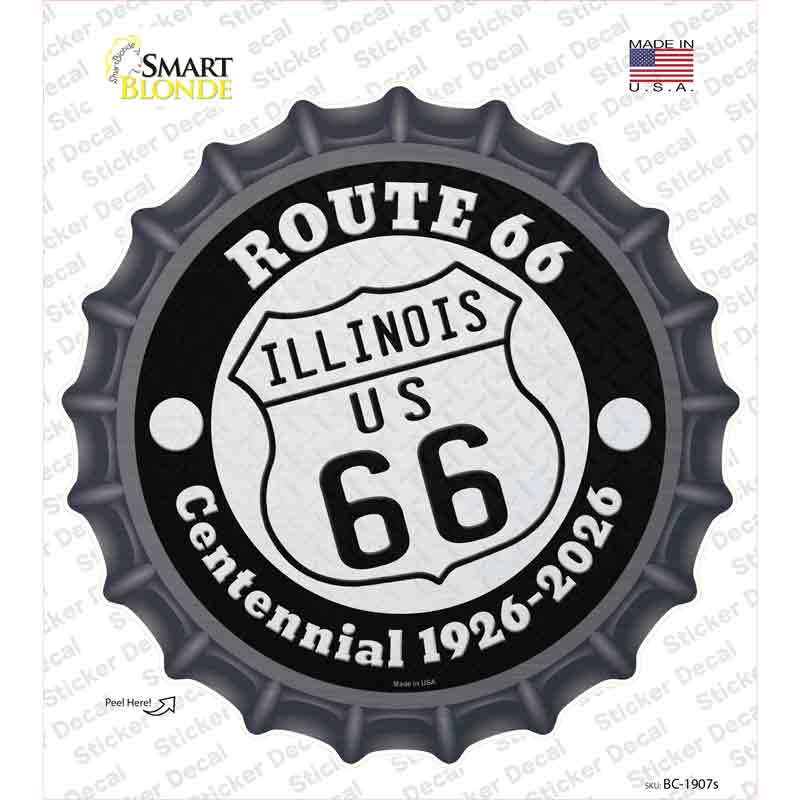 Illinois Route 66 Centennial Novelty Bottle Cap Sticker Decal