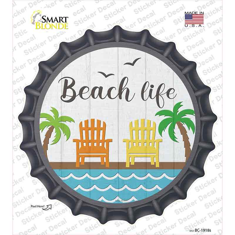 Beach Life Novelty Bottle Cap Sticker Decal