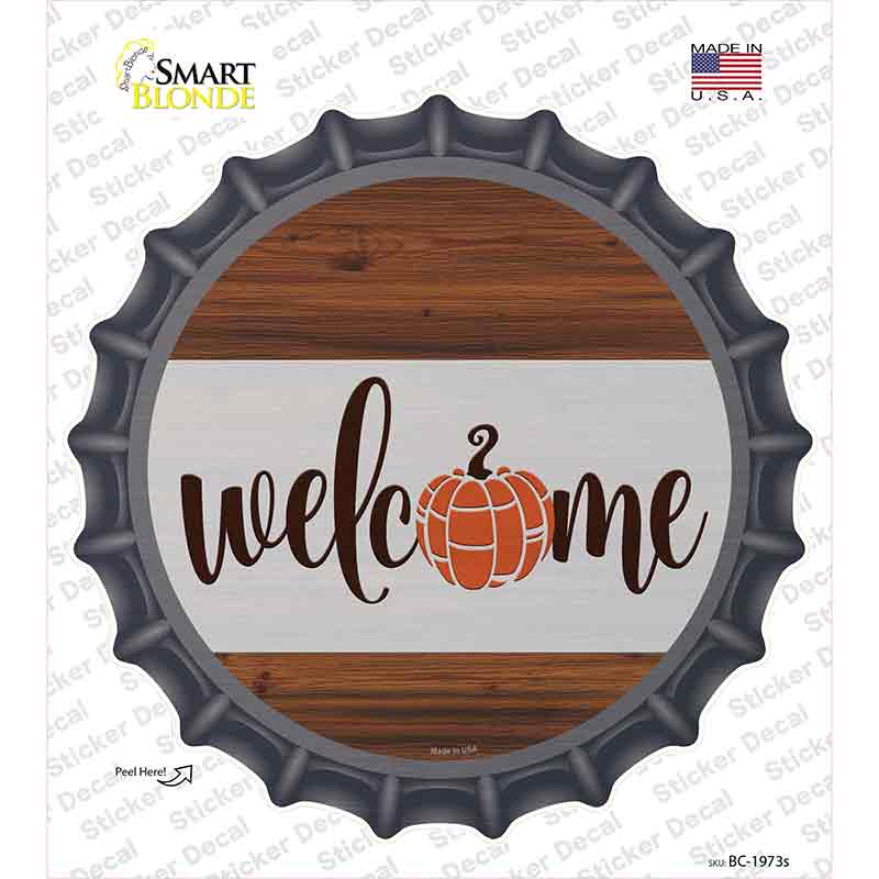 Welcome Pumpkin Wood Novelty Bottle Cap Sticker Decal