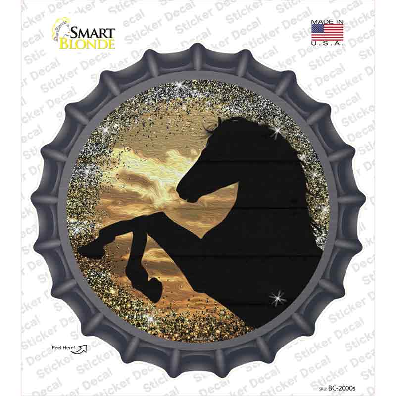 Rearing Horse Closeup Silhouette Novelty Bottle Cap Sticker Decal
