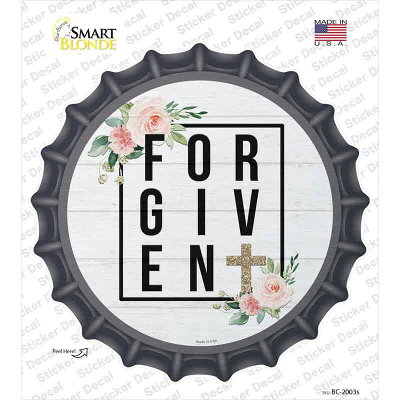 Forgiven with Cross Novelty Bottle Cap Sticker Decal