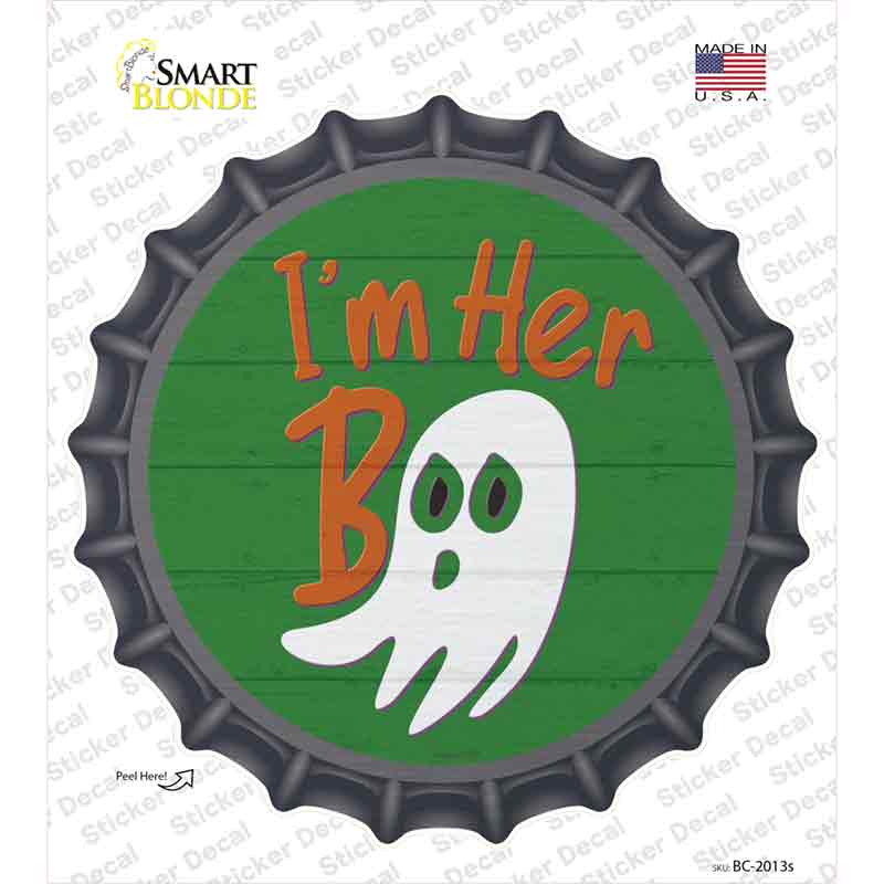 Im Her Boo Green Novelty Bottle Cap Sticker Decal