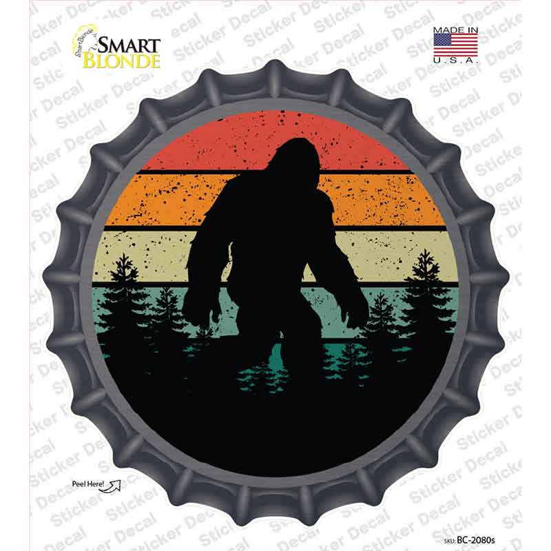 Bigfoot Silhouette Sunset Novelty Bottle Cap Sticker Decal BC-2080s