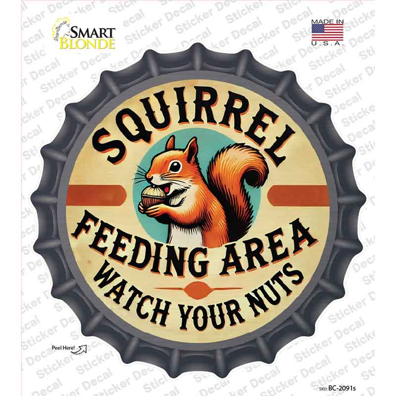Squirrel Feeding Area Novelty Bottle Cap Sticker Decal BC-2091s