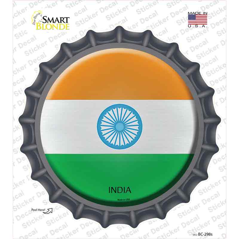 India Country Novelty Bottle Cap Sticker Decal