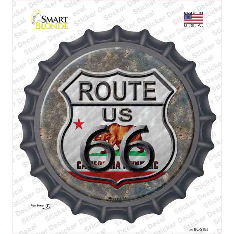California Route 66 Novelty Bottle Cap Sticker Decal