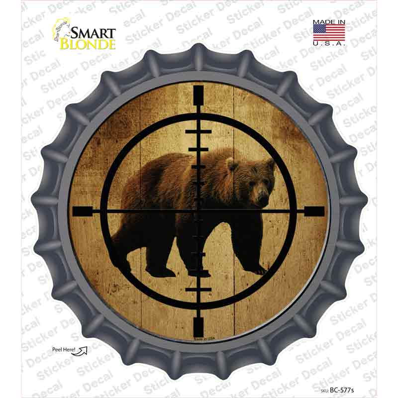 Bear Hunter Novelty Bottle Cap Sticker Decal