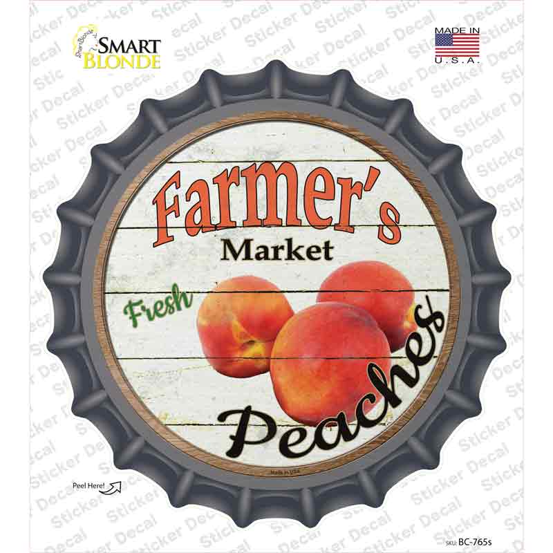 Farmers Market Peaches Novelty Bottle Cap Sticker Decal