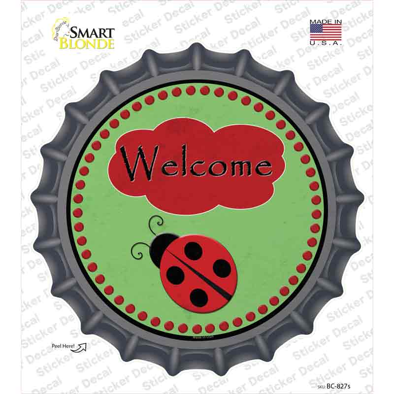 Welcome Ladybug Novelty Bottle Cap Sticker Decal